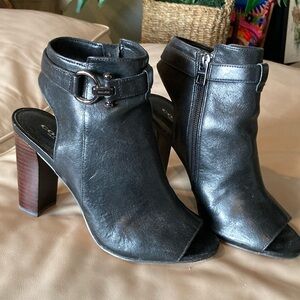 Coach Black Leather Peep Toe Booties